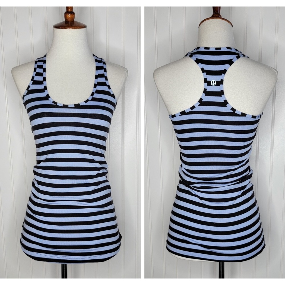 Lululemon Cool Racerback Tank Top Women's Size 4 Lilac /Black Stripe